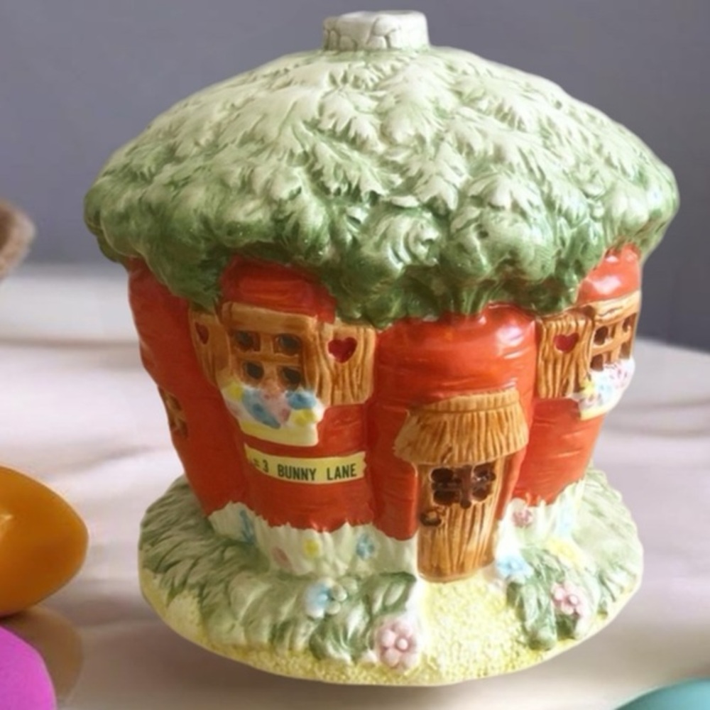 Brinns 1988 #3 Bunny Lane Carrot Cottage Ceramic Village Whimsy Easter Decor